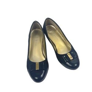 Karen Scott Womens Darragh Heels Gray Bow Faux Suede Size 6 1/2